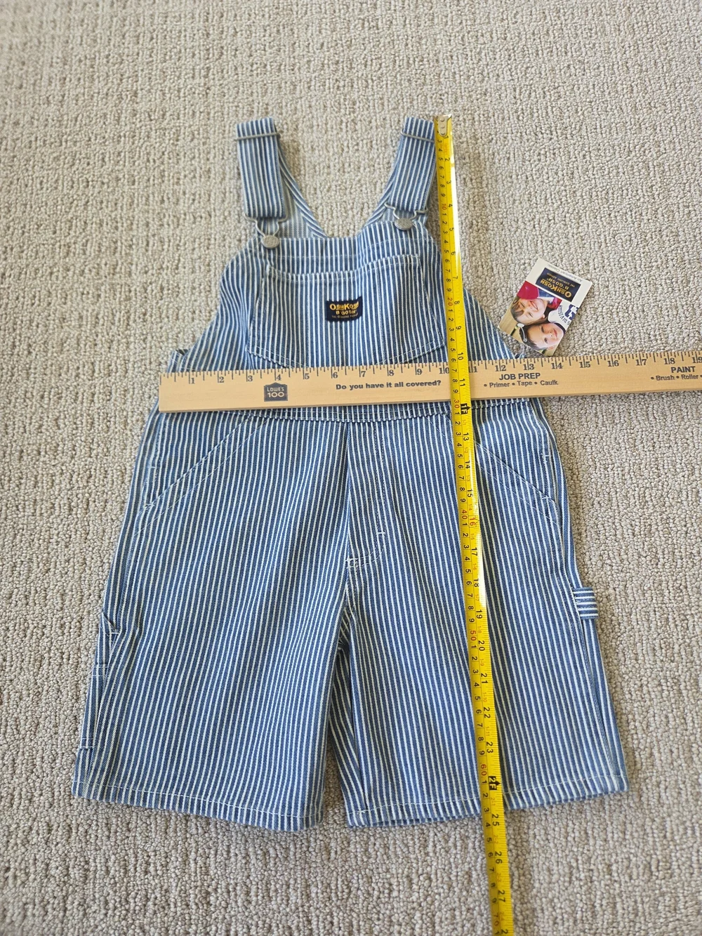 90's Vintage OshKosh B'gosh Blue Stripe Kids Overalls Shorts